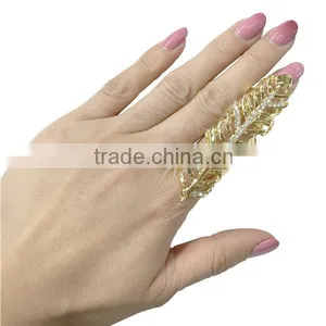 Hollow Gothic Armour Adjustable Charm Rhinestones Crystal Link Finger Ring thumbnail-4
