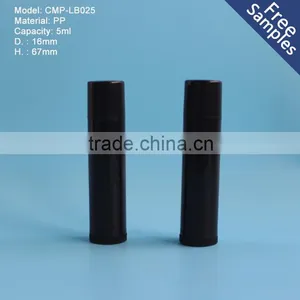Black 5ml Plastic Cylinder Lip Balm Container thumbnail-1