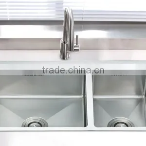 Exporting European Stainless Steel Sink Undermount Double Bowl Handmade Kitchen Sink 71544-3 thumbnail-5