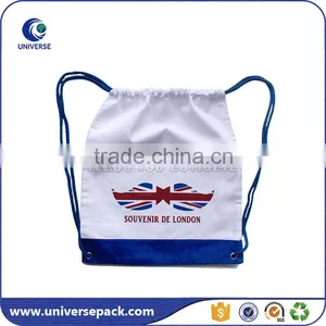 Light White Non Woven Backpack Bag With Drawstring for Gym thumbnail-1