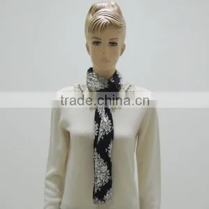 TYSAF014 Fashion Ladies' Spring&fall 2 Colour Silk and Velvet Textile Printing Long Scarf thumbnail-1