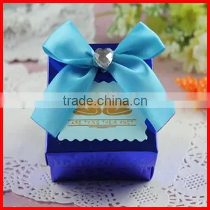 Blue Small Square Colorful Printing Craft Custom Ring Box With Ribborn Wholesale thumbnail-1