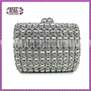 Silver Clutch Evening Bag Bridal Wedding Handbags Fancy Ladies Purse (88164A-S) thumbnail-1