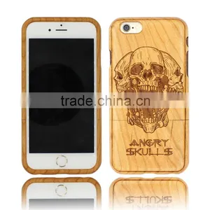 Universal Angry SKULL Engraving Durable Wood Protected Cover for Iphone 6 in Two Parts thumbnail-1