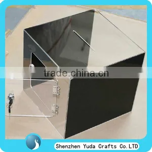 Elegant Black Wholesale Acrylic Donation Boxes With Lock Key From China thumbnail-1