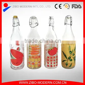 Wholesale 1000ml Clear Colored Glass Water Bottle Swing Top Bottle Beverage Glass Bottle thumbnail-1