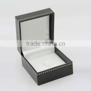 Custom Made Ring Jewelry Box With Gold Stamping Logo and White Velvet Insert thumbnail-1