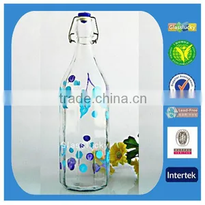 Glasslucky Unique Design 1000ml Glass Bottle With Plastic Lid thumbnail-1