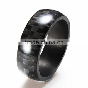 100% Genuine Pure CARBON FIBER Men's Wedding Band Ring With Groove in Center thumbnail-5