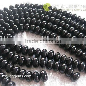 Natural Black Onyx Roundel Beads 16" thumbnail-1