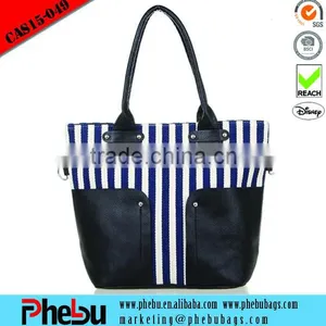 Canvas Beach Tote Bag Leather Handle(CAS15-049) thumbnail-1