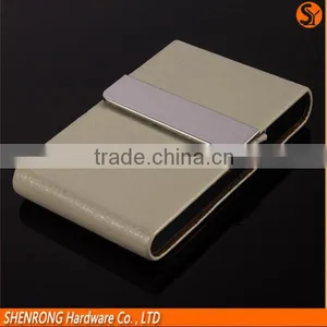 Office Unisex Magnetic Llid Leather Bussiness Name Card Box Holder Name Card Case Organizer Black and Brown thumbnail-2