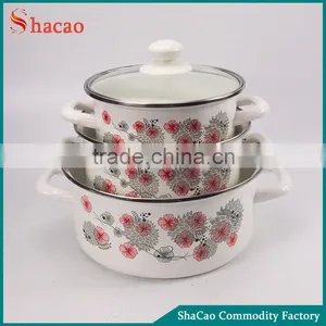 6 Pcs Flower Printing Enamel Cookware Set With Decoration thumbnail-1