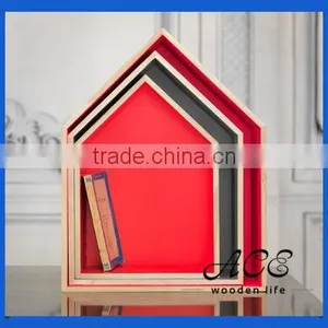 Wooden Storage Tray Natural Wood House Shape Storage Boxes Laminate Table Tidy Tray thumbnail-1