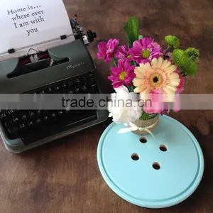 Solid Wood Painting Color Botton Shape Placemat Food Safe Water Proof Beech Coaster With Cute Shape CNC Customerization Coasters thumbnail-1