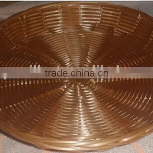 Wholesale Round Flat Plastic Rattan Basket pp Basket for Fruit Plastic Bread Basket thumbnail-1
