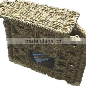 Natural Seagrass Material Eco-friendly Folding Seagrass Storage Basket thumbnail-1