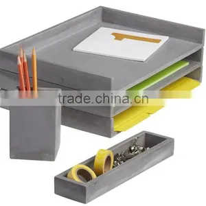 Cement Desk Accessories Letter Tray , Pencil Cup and Catchall for Office Supplies thumbnail-1