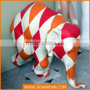 Customized Colorful Fiberglass Cartoon Elephant Statue thumbnail-1