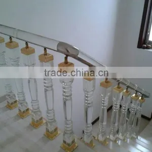 Square Shape Crystal Glass Stair Railing With Golden Cover thumbnail-1