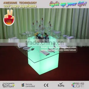 Square Led Lighted Plastic Restaurant Table / Banquet Hall Tables thumbnail-3
