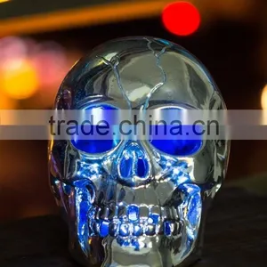 Silver Plastic Halloween Skull Head With LED Light thumbnail-2
