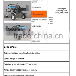 1050mm Petrol 4 Stroke Trailer Mounted Hydraulic Log Splitter, Mechanical Log Splitter, Towable ce Log Splitter thumbnail-4