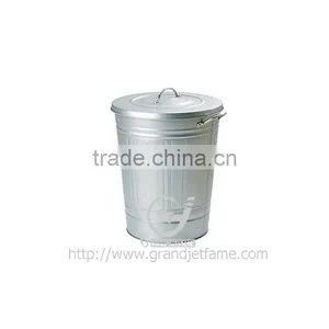 Original Manufactory Metal Trash Can Metal Type Zinc Galvanized Metal Trash Can With Lid thumbnail-1