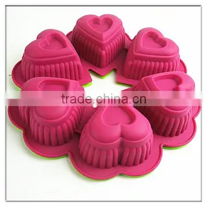 11052 Six Holes Heart Shaped Cake Mould Silicone Mould thumbnail-1