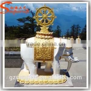 Great Quality of Outdoor Decoration Equipment Life Size Fiberglass Thailand Elephant Statue thumbnail-1