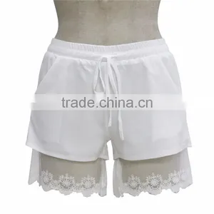 Fashion Women Casual Loose Solid Shorts Elastic Waist Lace Mid-waist Summer Shorts for Hot Sexy Girls Short Pants thumbnail-5