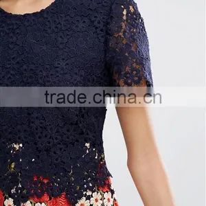 Beautiful Lace Dress Christmas Crocheted High Waist Short Sleeve Women Dress Fashion Party Club Short Dress thumbnail-3