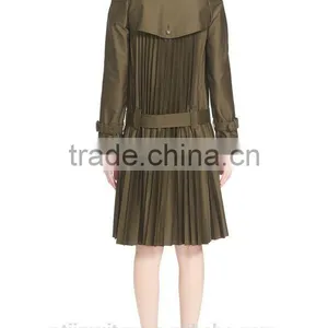 Women Pleated Overcoat/overwear,women Slim Skirted Dress, thumbnail-3