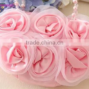 Lovely Children Rose Flower Handbag Pink Kid Designer Handbag Cheap Mini Kid Handbag thumbnail-2