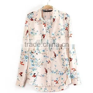 Fashion Ladies Blouse,bird Printing Woman Shirt/women Colthing Long Sleeve thumbnail-4