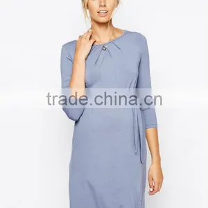 Maternity Exclusive Kate Dress With Belt And Scoop Neck With 3/4 Sleeve thumbnail-1