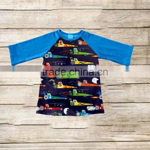 Custom Design Wholesale Kids Apparel Baby Girls Tshirts Raglan 3/4 Sleeve Children Icing Rgaln Shirt thumbnail-1