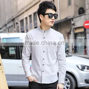Men Casual Slim Fit Stylish Long Sleeve Pure Color Blank t Shirt Wholesale thumbnail-3