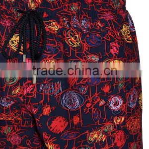 Wholesale OEM Man Printed Swim Trunks Woven Swim Beach Custom Swimwear Pants thumbnail-3