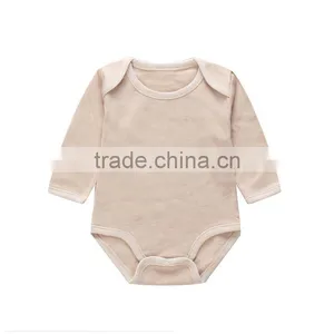 Hot Sale Long Sleeve Blank Organic Cotton Baby Bodysuit thumbnail-1