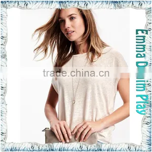 Casual Wear Ladies Sexy Thin Fabric Boat Neck T-Shirts for Hot Summer thumbnail-2