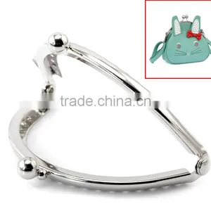2PCs Silver Tone Bead Purse Bag Metal Frame Kiss Clasp Lock Handle 8.5x6cm(3 3/8"x2 3/8"),8seasons thumbnail-1