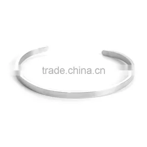 304 Stainless Steel Open Cuff Bangles Bracelets Silver Tone thumbnail-1