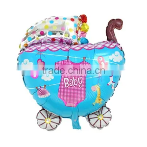 Custom Party Supplies Party Decorations Baby Carriage Multicolor Clothes Pattern Baby Shower Decoration Aluminium Foil Balloon thumbnail-1