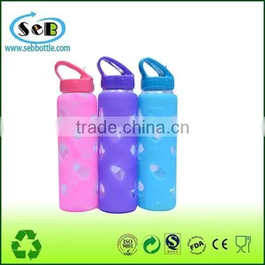 Candy Color Glass Water Bottle With Silicone Sleeve thumbnail-1