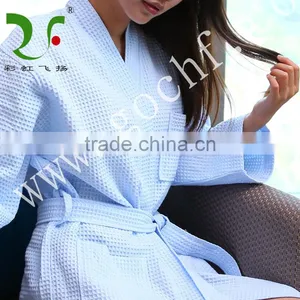 100% Cotton Sexy Light Color Women Breathable Waffle Bathrobe thumbnail-3