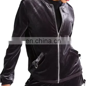 2017 Spring Autumn Women Velvet Bomber Jacket Wholesale thumbnail-3