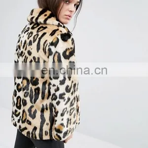 Wholesale Cheapest Price New Design Swing Coat in Leopard Faux Fur thumbnail-3