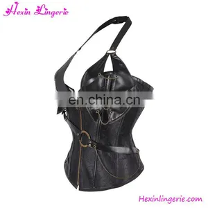 Jacquard Printed 14 Boned Slimming OverBust Steampunk Zipper Corset thumbnail-2