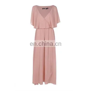 2016 Elegant Women Clothing V-neck Chiffon Double Layer Wrap Maxi Dress thumbnail-5